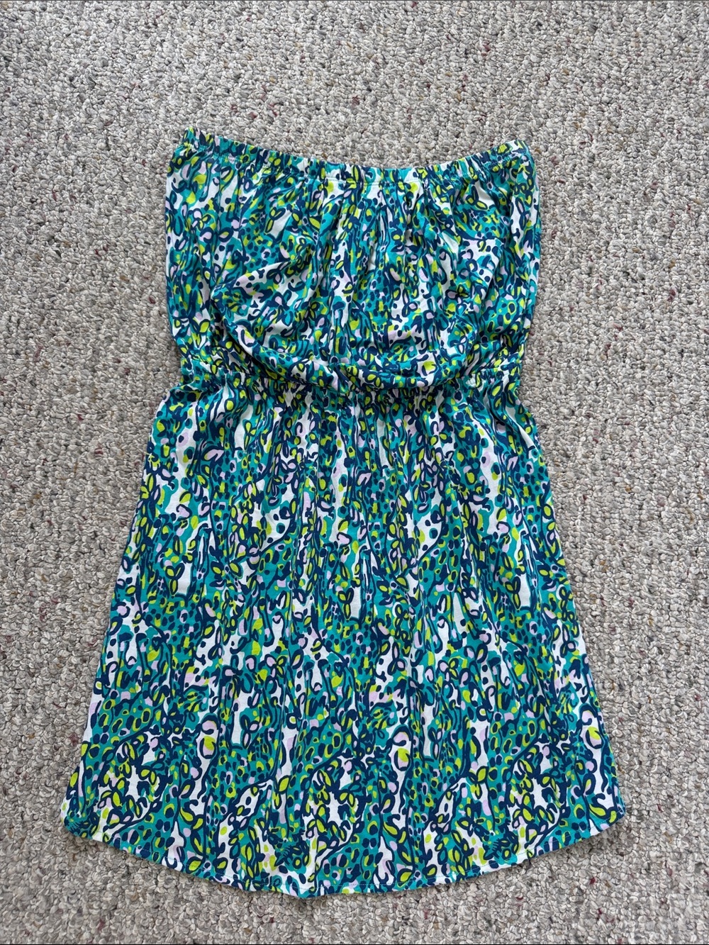 Lilly Pulitzer Strapless Teal & Green Printed Dress